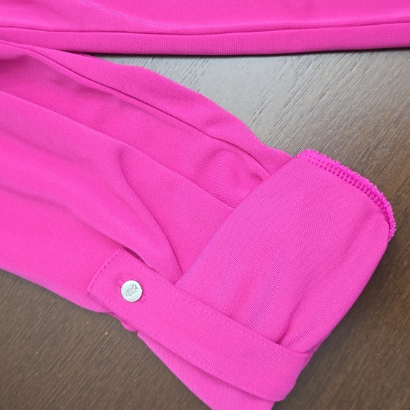 LAUREN Ralph Lauren Women's L Fuchsia Pink Button-Up Shirt Cuffed Sleeves - Picture 4 of 7